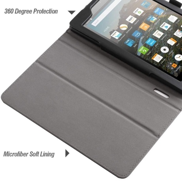 Tablet Case Fire 7 (9th Gen)Flip Stand Cover, Magnetic Closure, Black - Picture 5 of 7